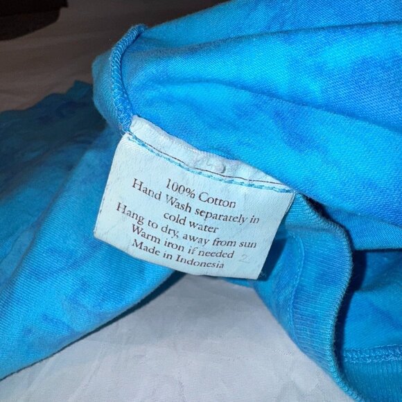 Coconut Reed Butterfly Beaded Sequin Blue Tie-dye Tshirt - XL Cotton Beach Top - Picture 5 of 5